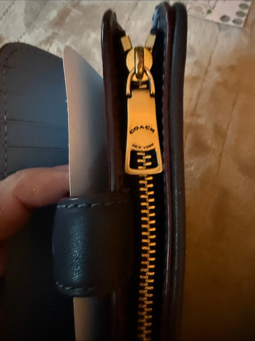Coach Blue Denim Signature C Snap Card Holder